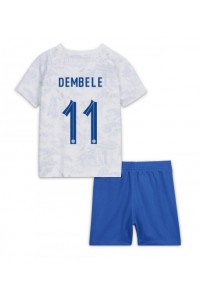 Ranska Ousmane Dembele #11 Jalkapallovaatteet Lasten Vieraspeliasu MM-kisat 2022 Lyhythihainen (+ Lyhyet housut)